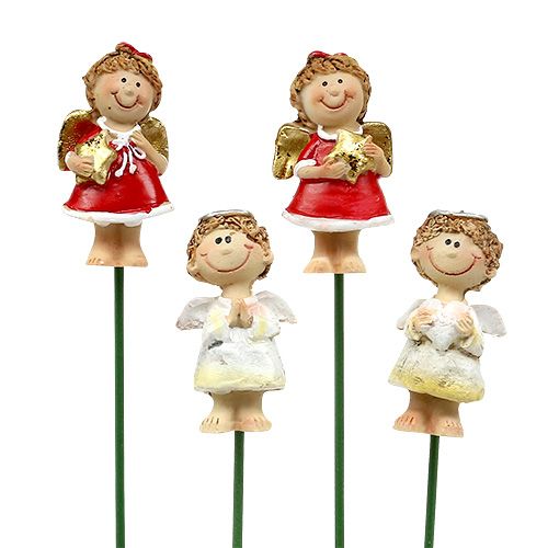 Floristik24 Bouquet decoration Angel red, white 4,5cm L28cm 8pcs