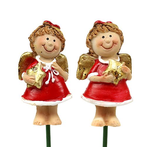 Floristik24 Bouquet decoration Angel red, white 4,5cm L28cm 8pcs