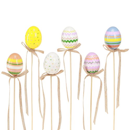 Product Decorative Easter Eggs with Bow Colorful 4x5.5cm 12 Pcs