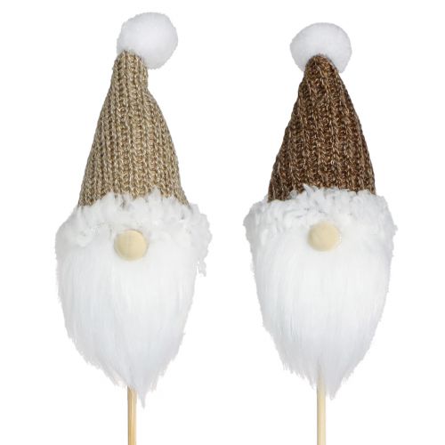 Product Christmas Gnomes Flower Pot Stakes White Brown 11cm 4pcs