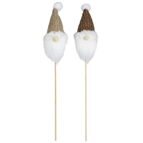 Product Christmas Gnomes Flower Pot Stakes White Brown 11cm 4pcs