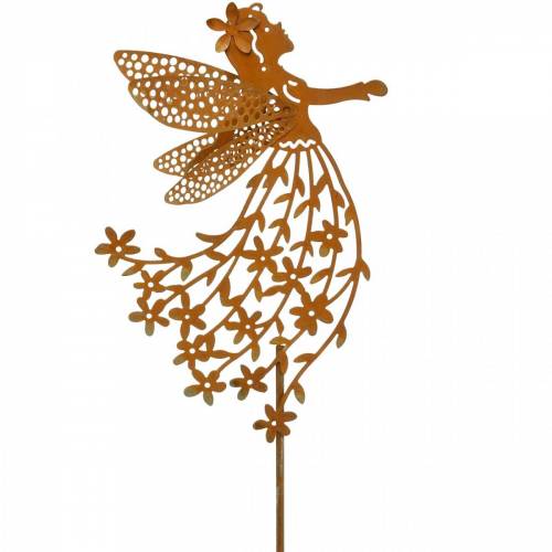 Floristik24 Decorative plug flower elf, spring, metal decoration, fairy on a stick, patina