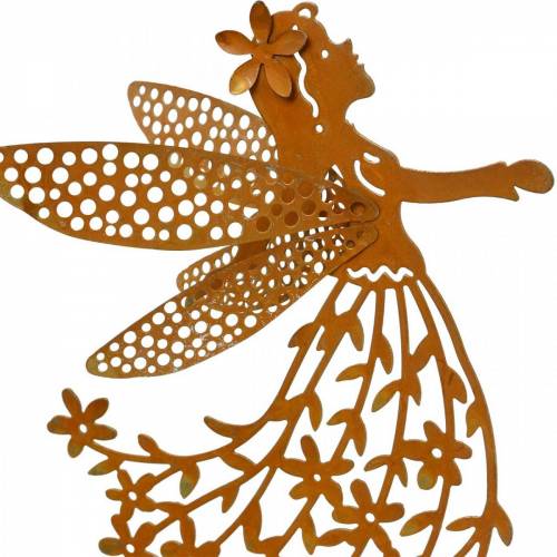 Floristik24 Decorative plug flower elf, spring, metal decoration, fairy on a stick, patina
