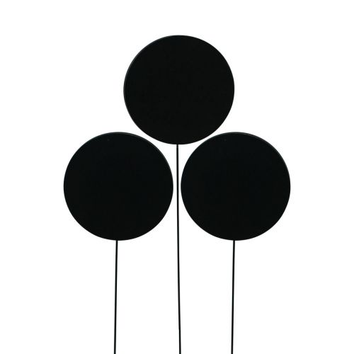 Floristik24 Decorative plug wooden board round black Ø6cm L15cm 12pcs