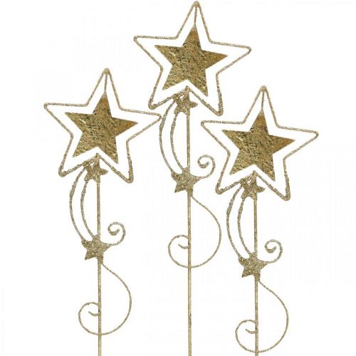 Product Deco plug star gold glittering H54cm 4pcs