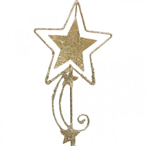 Product Deco plug star gold glittering H54cm 4pcs