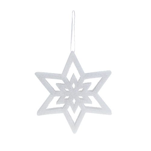 Floristik24 Decorative star white, snowed 28cm L40cm 1pc