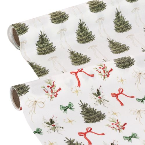Christmas Fabric Rolls with Tree and Bow Designs 35cm x 120cm Set of 2 buy online | Floristik24.co.uk