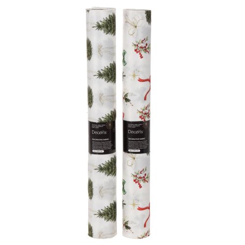 Christmas Fabric Rolls with Tree and Bow Designs 35cm x 120cm Set of 2 | Floristik24.co.uk