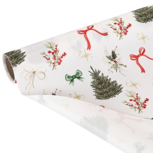 Christmas Fabric Rolls with Tree and Bow Designs 35cm x 120cm Set of 2 | Floristik24.co.uk