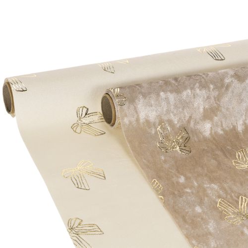 Tabelle Runner Polyester Bow Pattern Cream and Beige 35x120cm Set of 2 buy online | Floristik24.co.uk