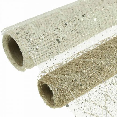 Floristik24 Table tape decorative fabric champagne x 2 assorted 35x200cm