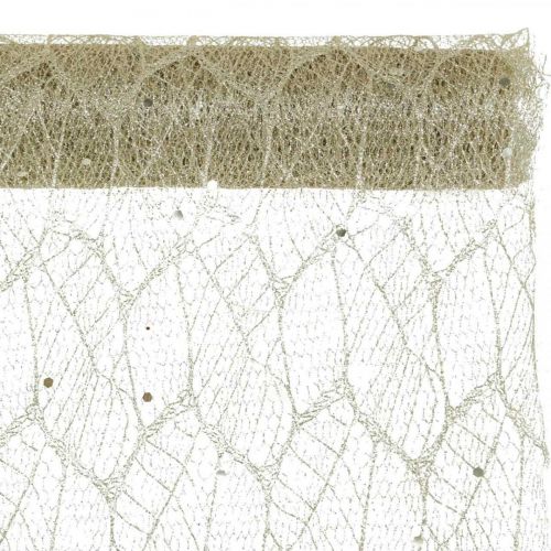 Floristik24 Table tape decorative fabric champagne x 2 assorted 35x200cm