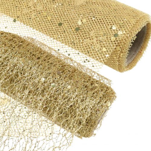 Floristik24 Tablecloth Deco Fabric Yellow Gold x 2 Assorted 35x200cm