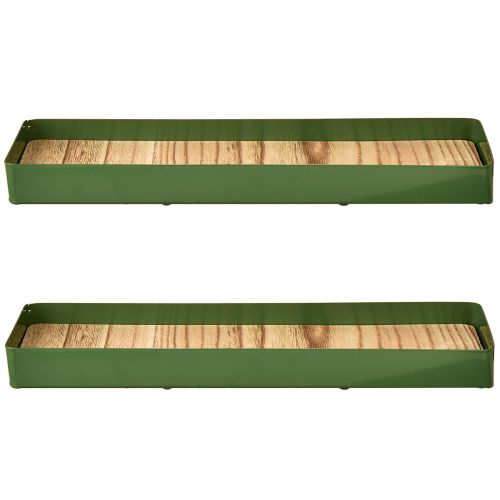 Product Decorative tray metal wood metal tray green 35.5×11×3cm 2pcs