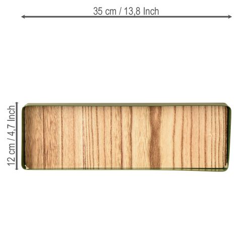 Product Decorative tray metal wood metal tray green 35.5×11×3cm 2pcs