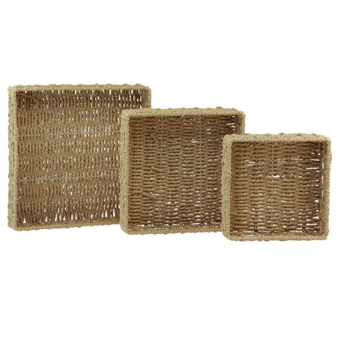 Product Decorative tray square basket metal natural 30/25/20cm set of 3