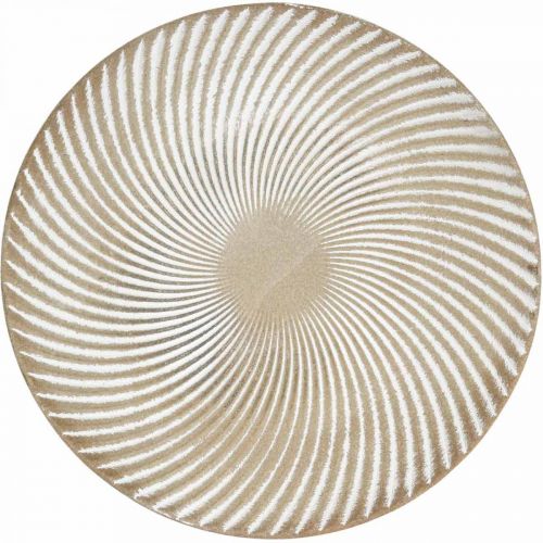 Floristik24 Decorative plate round white brown grooves table decoration Ø30cm H3cm