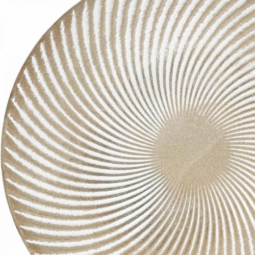 Product Decorative plate round white brown grooves table decoration Ø30cm H3cm