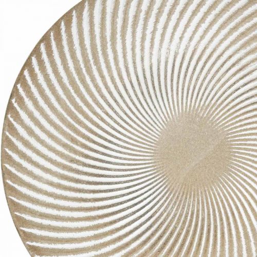 Floristik24 Decorative plate round white brown grooves table decoration Ø30cm H3cm