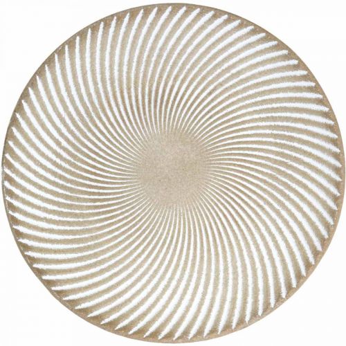 Floristik24 Decorative plate round white brown grooves table decoration Ø35cm H3cm