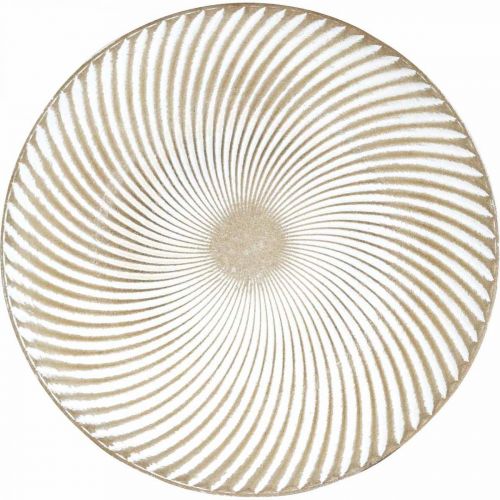 Floristik24 Decorative plate round white brown grooves table decoration Ø40cm H4cm