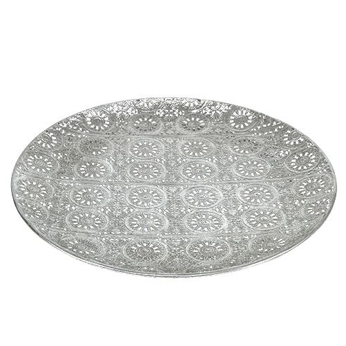 Product Decorative plate silver with ornament Ø32cm