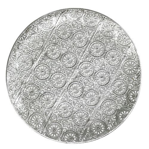 Floristik24 Decorative plate silver with ornament Ø32cm