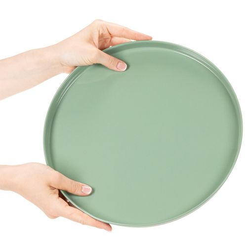 Round Green Metal Pedestal Tray 30cm for Table Arrangements | Floristik24.co.uk