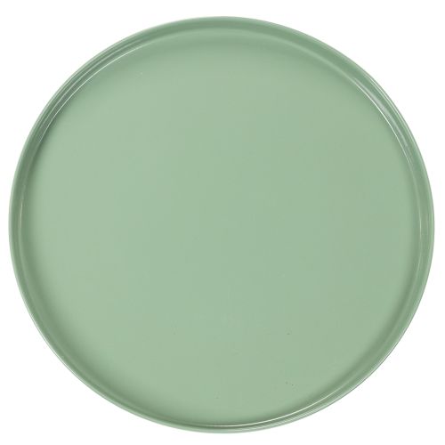 Round Green Metal Pedestal Tray 30cm for Table Arrangements | Floristik24.co.uk