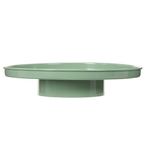 Round Green Metal Pedestal Tray 30cm for Table Arrangements | Floristik24.co.uk