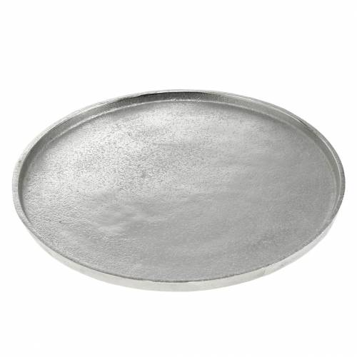 Floristik24 Decorative plate clay Ø31cm silver