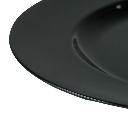 Product Decorative Plate Black Flat Glossy Plastic Ø28cm H2cm