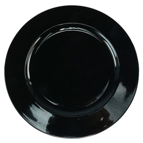 Product Decorative Plate Black Flat Glossy Plastic Ø28cm H2cm