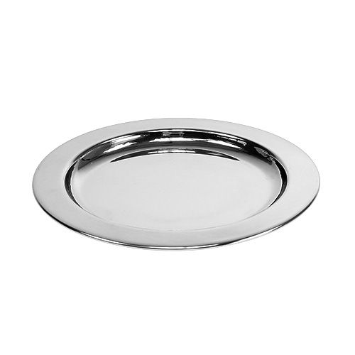 Floristik24 Deco plate made of metal Ø14,5cm silver 1pc