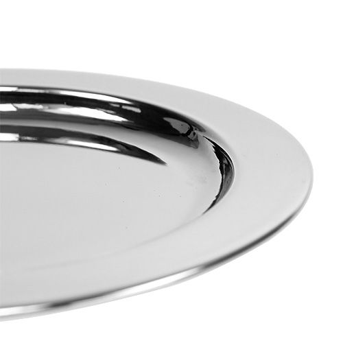 Floristik24 Deco plate made of metal Ø14,5cm silver 1pc