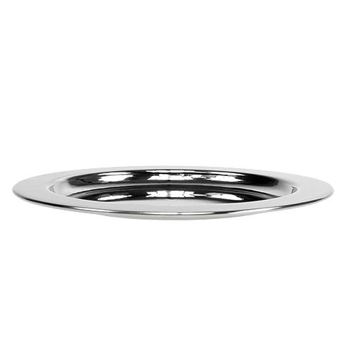 Floristik24 Deco plate made of metal Ø14,5cm silver 1pc