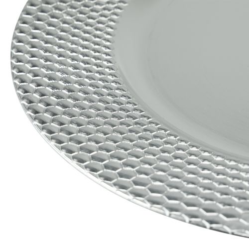Product Decorative plate round plastic decorative plate silver Ø33cm