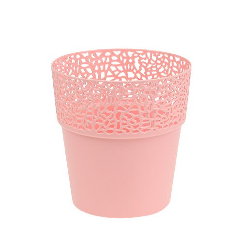Floristik24 Decorative pot plastic pink Ø13cm H13.5cm 1 pc
