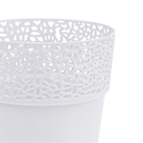Floristik24 Decorative pot plastic white Ø13cm H13.5cm 1 pc
