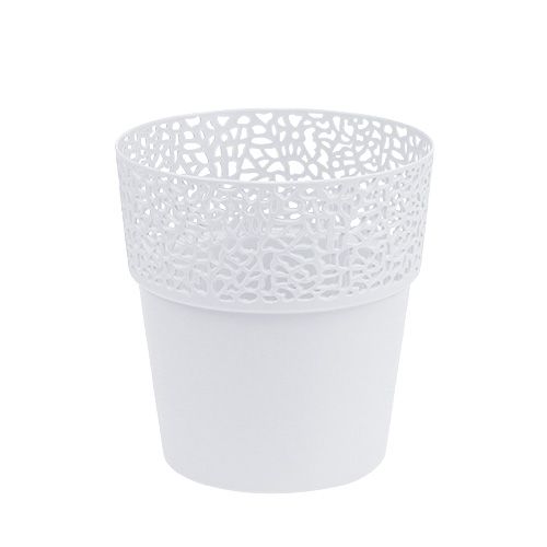 Floristik24 Decorative pot plastic white Ø13cm H13.5cm 1 pc