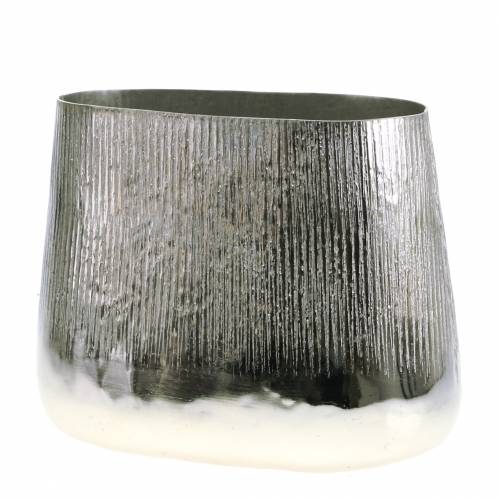 Floristik24 Decorative pot oval silver 35cm x 19cm H29cm