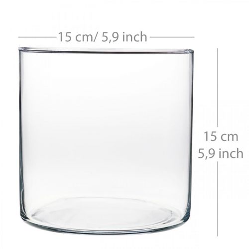 Product Decorative vase glass cylinder clear Ø15cm H15cm