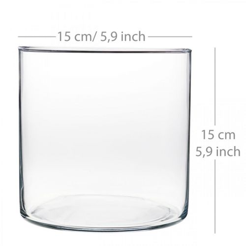 Floristik24 Decorative vase glass cylinder clear Ø15cm H15cm