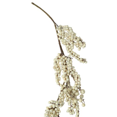 Decorative branch snowberries winter garland cream 130cm