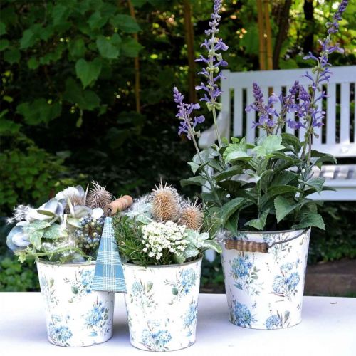 Floristik24 Double flowerpot summer decoration metal planter with handle vintage look Ø11.5cm