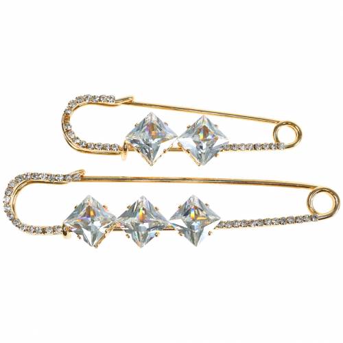 Safety Pin Jewelry Needle Diamond Gold 2pcs