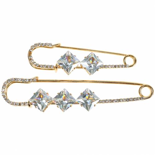 Product Safety Pin Jewelry Needle Diamond Gold 2pcs