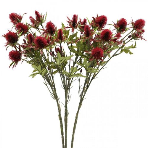 Thistle Artificial Flower Red Burgundy 10 Flower Heads 68cm 3pcs