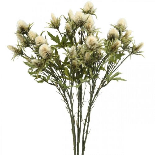 Thistle artificial deco branch cream 10 flower heads 68cm 3pcs